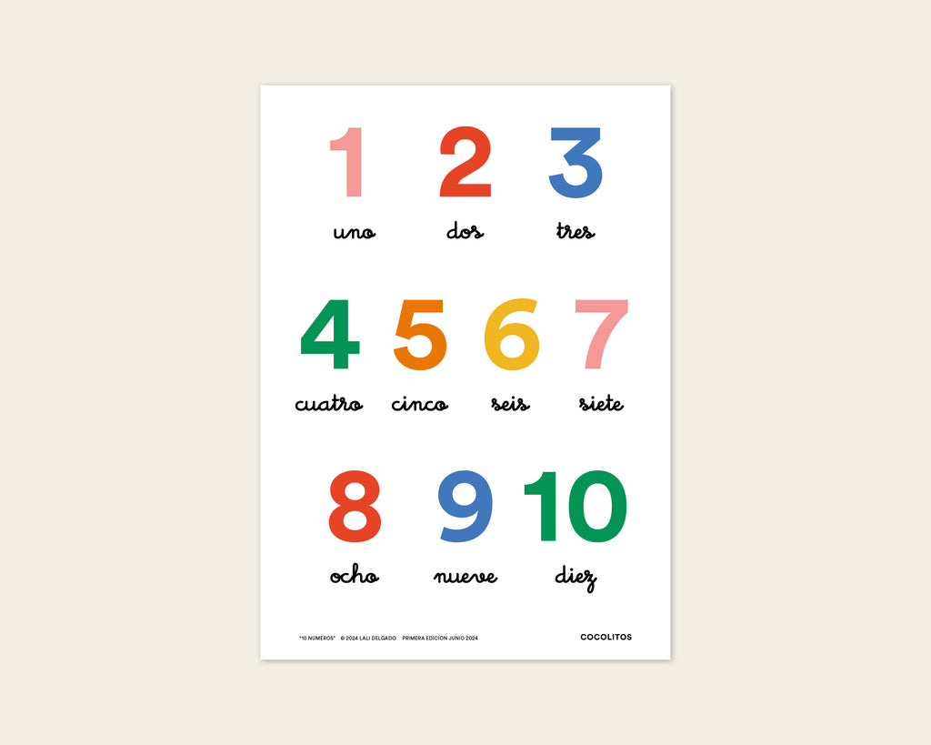 "Numbers 1-10" Educational Poster, A3