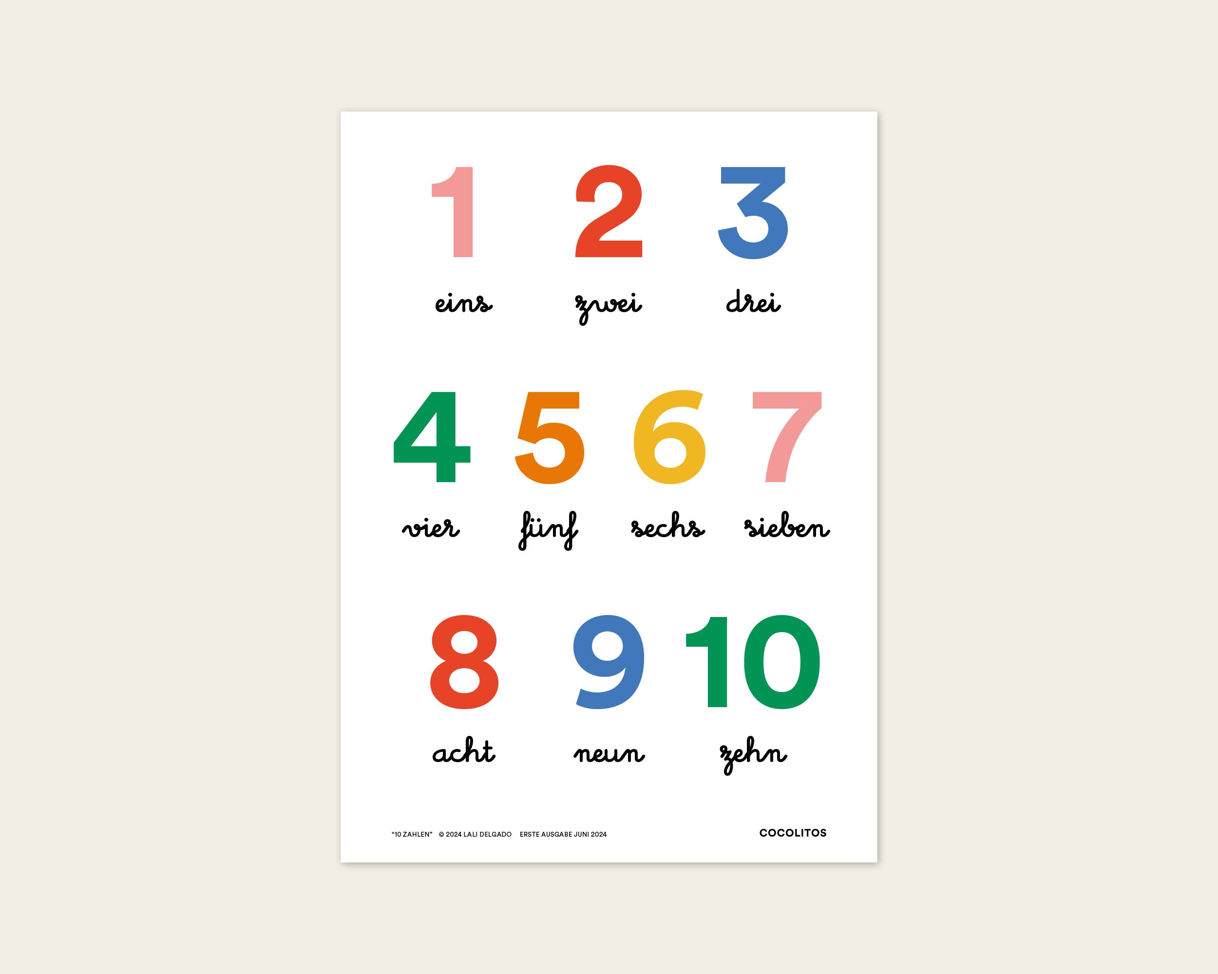 "Numbers 1-10" Educational Poster, A3