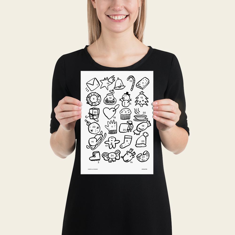 Calendario de Adviento para colorear (Impresión de alta calidad)