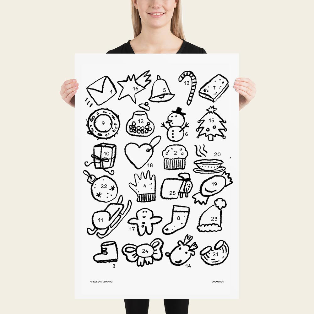 Calendario de Adviento para colorear (Impresión de alta calidad)