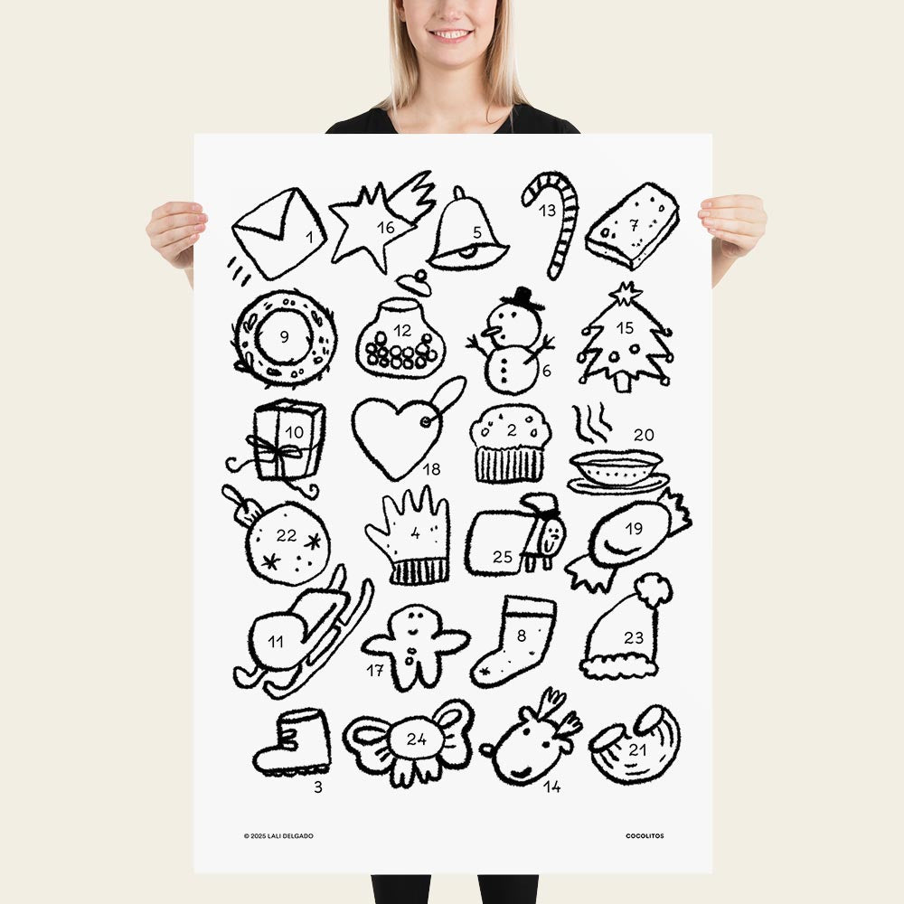 Calendario de Adviento para colorear (Impresión de alta calidad)