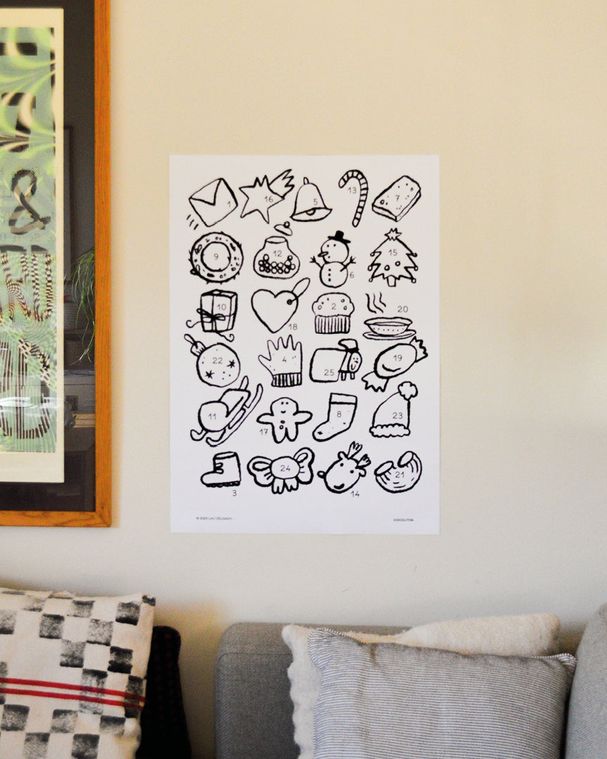 Calendario de Adviento para colorear (Impresión de alta calidad)