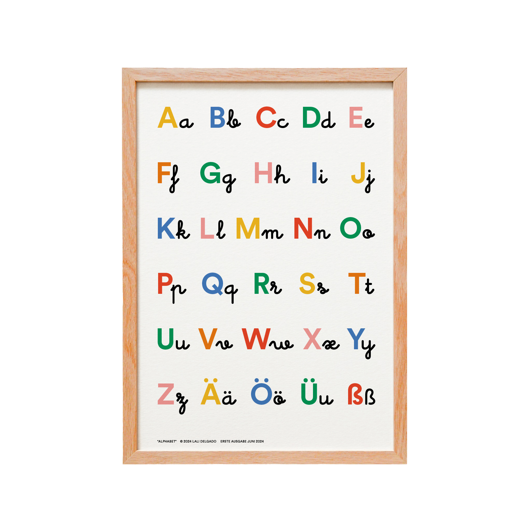 Cocolitos Poster "Alphabet" Deutsch, Oak Frame