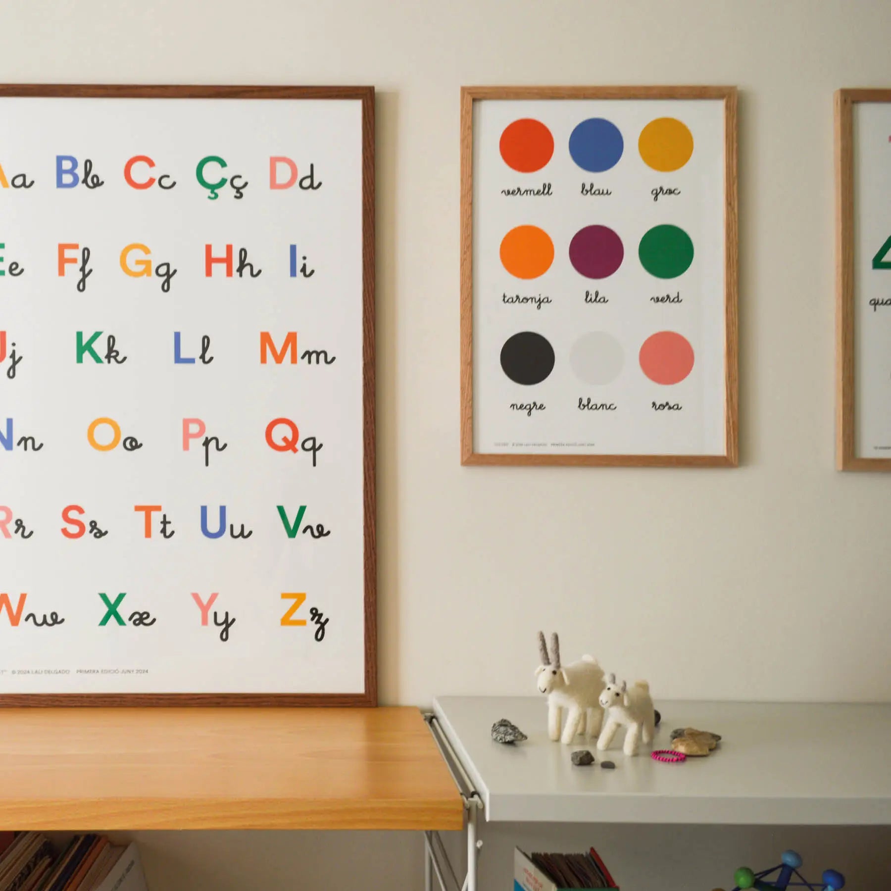 Two Cocolitos LexiPlay Posters: "Alphabet 50x70" and "Colors" in Catalan
